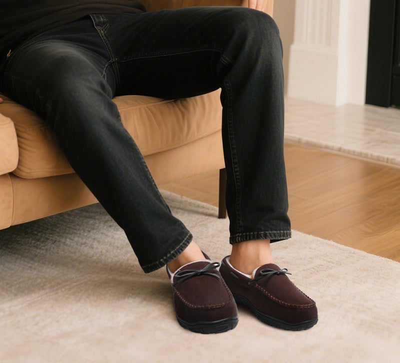 MIXIN Mens Slippers Indoor Outdoor Memory Foam House Shoes Anti-Slip Moccasins Slippers for Men - Image 2